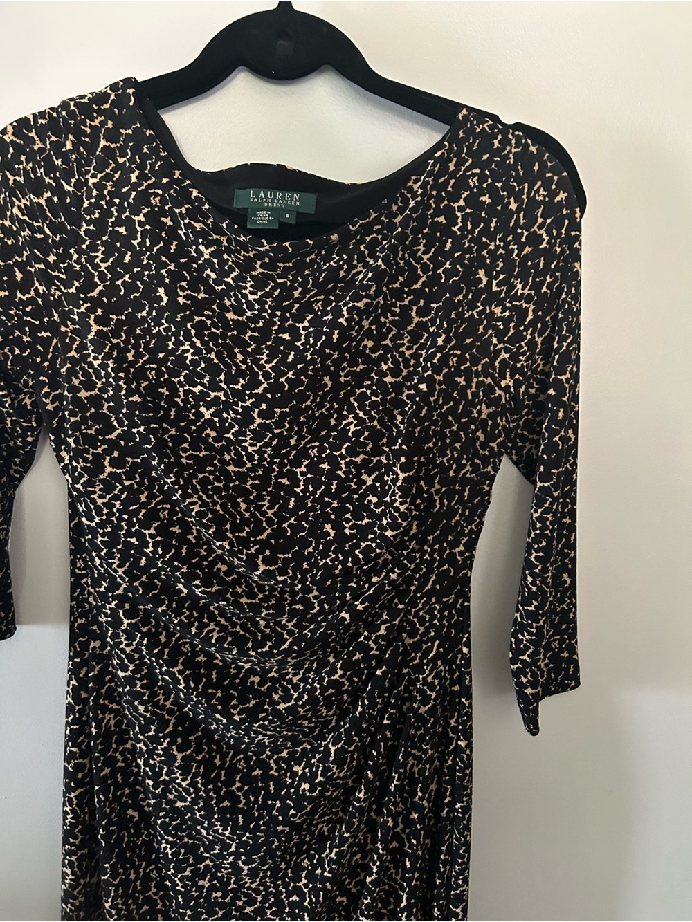 Ralph Lauren Black and Gold Ruched Midi Dress - Picture 4 of 7